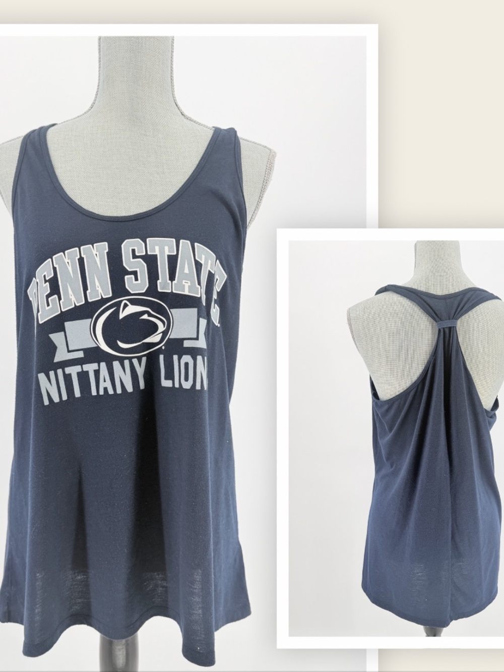 Penn State Nittany Lions Navy Racerback Tank Top Blue Women XL Collegiate dorm